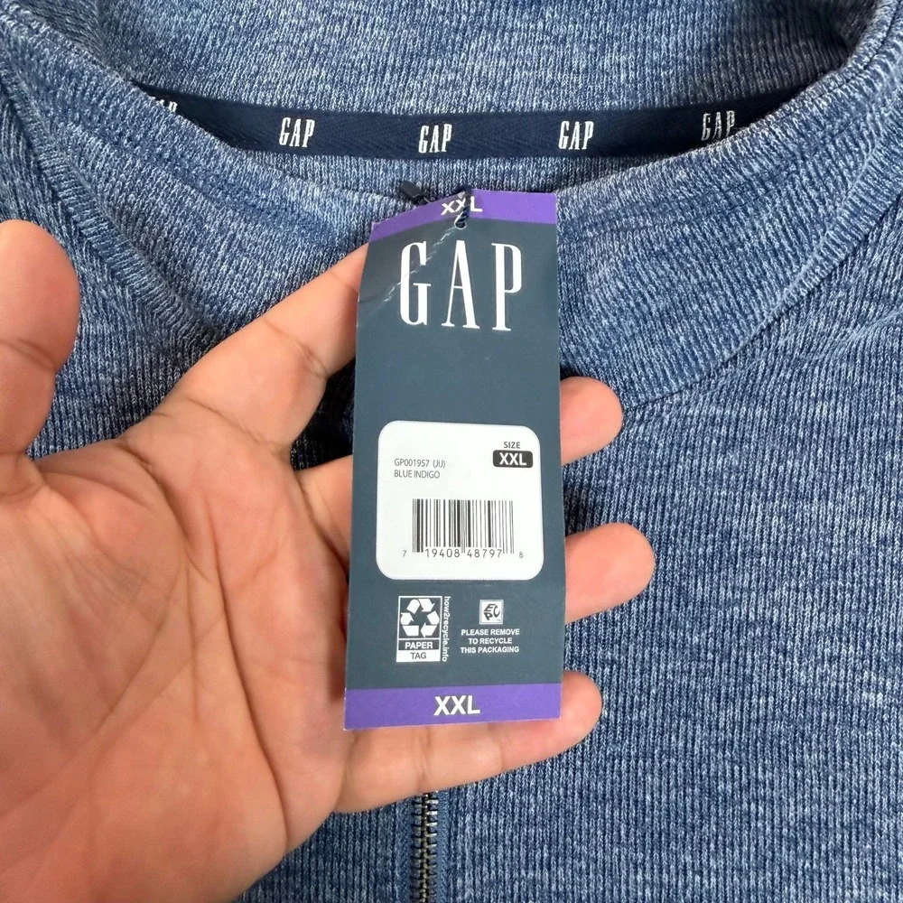 Gap Mens Blue Indigo Marled Quarter-Zip Pullover Sweater XXL New GP001957